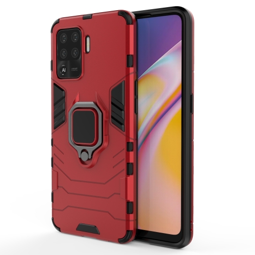 

For OPPO A94 Shockproof PC + TPU Protective Case with Magnetic Ring Holder(Red)