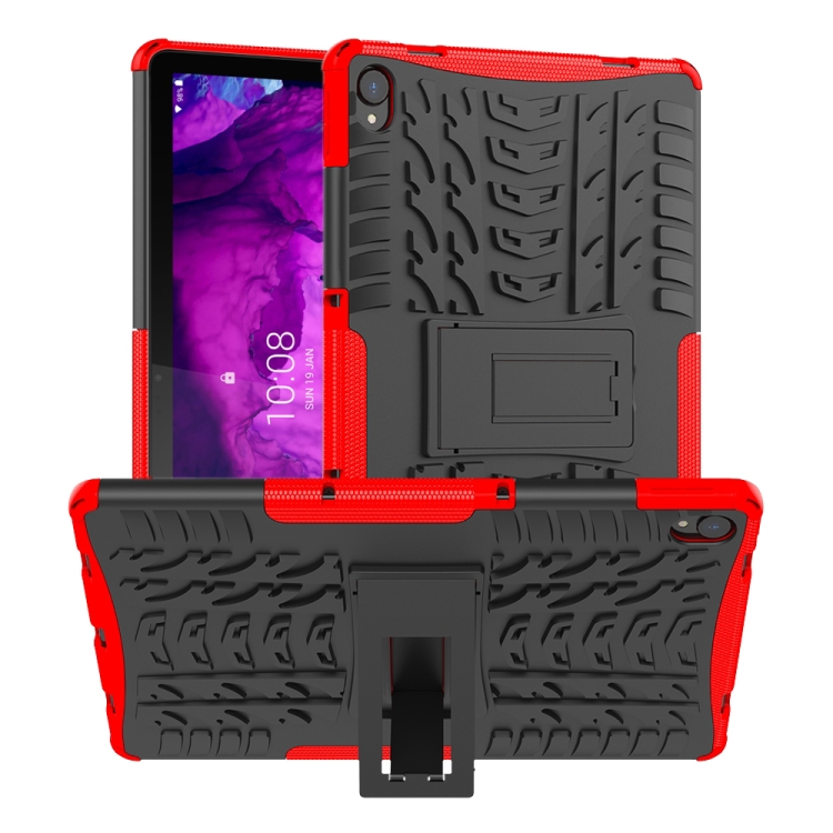 

For Lenovo Tab P11 Tire Texture Shockproof TPU+PC Protective Case with Holder(Red)