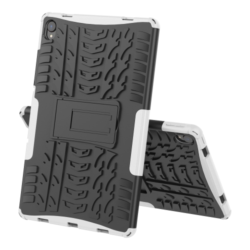 

For Lenovo Tab P11 Tire Texture Shockproof TPU+PC Protective Case with Holder(White)