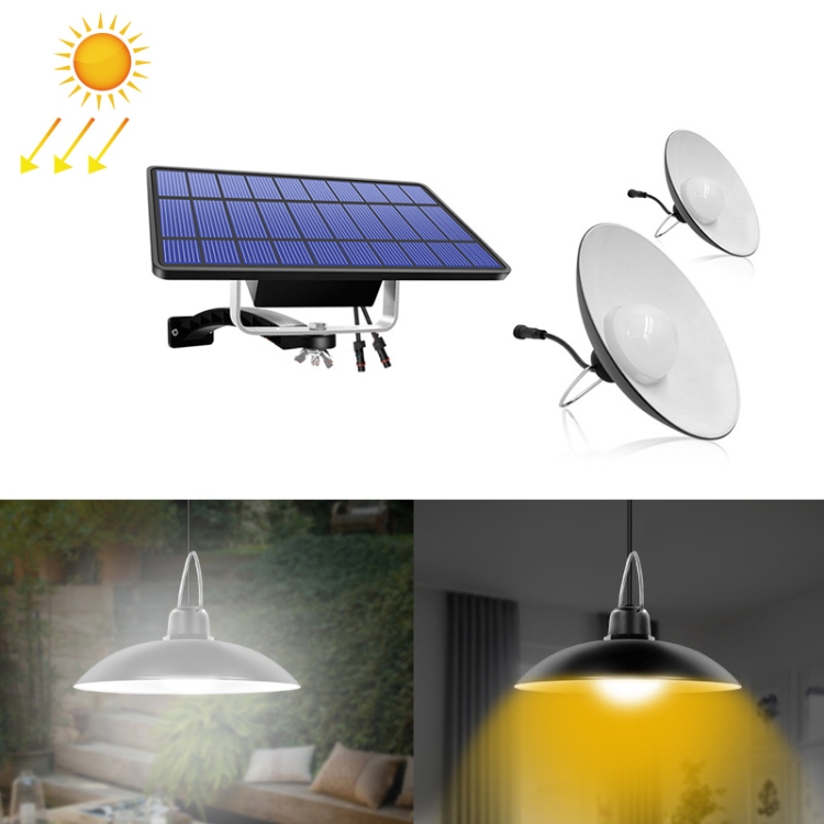 

2 in 1 Solar Light Landscape Courtyard Corridor Lighting 32-LED Retro Chandelier, Light Color:Warm Light(Black Lampshade)