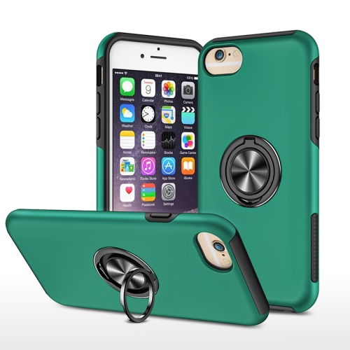 

Magnetic Ring Kickstand Shockproof Phone Case For iPhone 6(Dark Green)