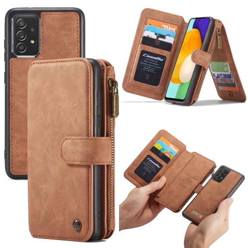 

For Samsung Galaxy A52 4G / 5G CaseMe Crazy Horse Texture Detachable Multifunctional Horizontal Flip Leather Case, with Card Slot & Holder & Zipper Wallet & Photo Frame(Brown)