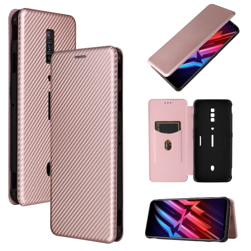 For ZTE nubia Red Magic 6 / 6 Pro Carbon Fiber Texture Magnetic Horizontal Flip TPU + PC + PU Leather Case with Card Slot(Pink)