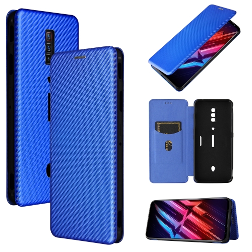 For ZTE nubia Red Magic 6 / 6 Pro Carbon Fiber Texture Magnetic Horizontal Flip TPU + PC + PU Leather Case with Card Slot(Blue)