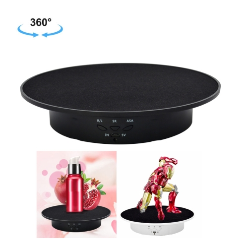 

20cm USB Electric Rotating Turntable Display Stand Video Shooting Props Turntable for Photography, Load: 8kg(Black Base Black Velvet)