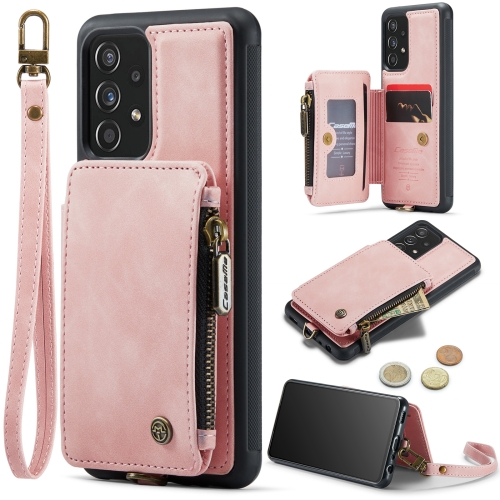 

For Samsung Galaxy A52 4G / 5G CaseMe C20 Multifunctional PC + TPU Protective Case with Holder & Card Slot & Wallet (Pink)