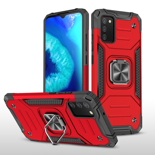 

For Samsung Galaxy A02s(EU Version) Magnetic Armor Shockproof TPU + PC Case with Metal Ring Holder(Red)