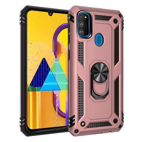 

For Galaxy M30s Armor Shockproof TPU + PC Protective Case with 360 Degree Rotation Holder(Rose Gold)