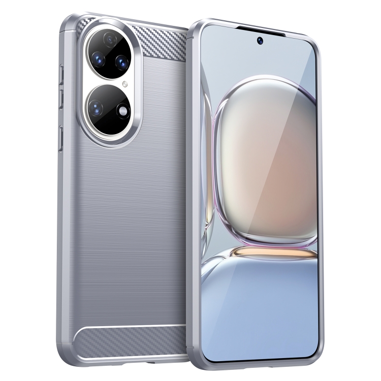 

For Huawei P50 Pro Brushed Texture Carbon Fiber TPU Case (Grey)