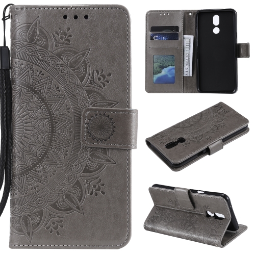 

For LG K40 Totem Flower Embossed Horizontal Flip TPU + PU Leather Case with Holder & Card Slots & Wallet(Grey)