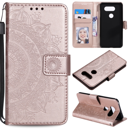 

For LG V30 Totem Flower Embossed Horizontal Flip TPU + PU Leather Case with Holder & Card Slots & Wallet(Rose Gold)