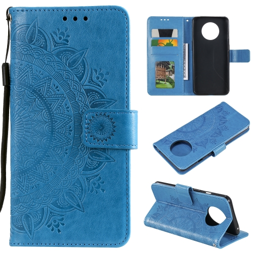 

For Xiaomi Redmi Note 9T Totem Flower Embossed Horizontal Flip TPU + PU Leather Case with Holder & Card Slots & Wallet(Blue)