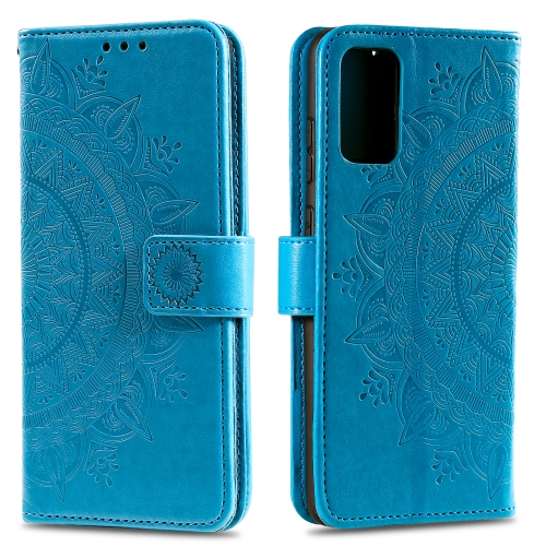 

For Xiaomi Poco M3 Totem Flower Embossed Horizontal Flip TPU + PU Leather Case with Holder & Card Slots & Wallet(Blue)