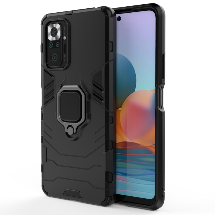 

For Xiaomi Redmi Note 10 Pro PC + TPU Shockproof Protective Case with Magnetic Ring Holder(Black)