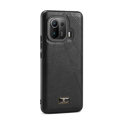 

For Xiaomi Mi 11 Pro Fierre Shann Leather Texture Phone Back Cover Case(Ox Tendon Black)