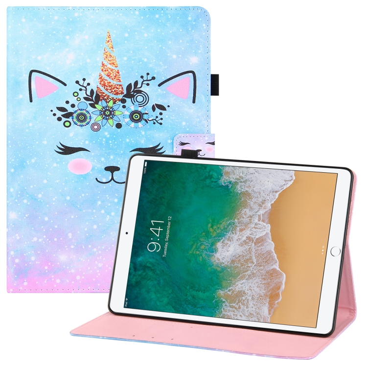 

Colored Drawing Horizontal Flip PU Leather Case with Holder & Card Slots & Wallet & Sleep / Wake-up Function For iPad 9.7 (2018) / iPad 9.7 (2017)(Smiley Cat)