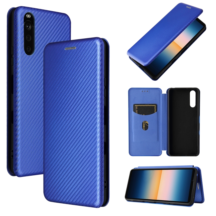 For Sony Xperia 10 III Carbon Fiber Texture Horizontal Flip TPU