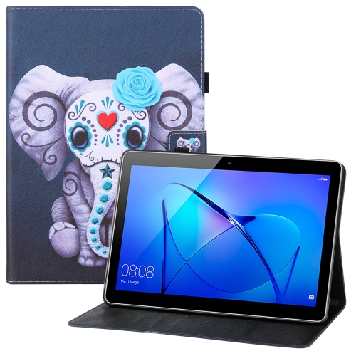 

For Huawei MediaPad T3 10 Colored Drawing Horizontal Flip PU Leather Case with Holder & Card Slots & Wallet(Mask Elephant)