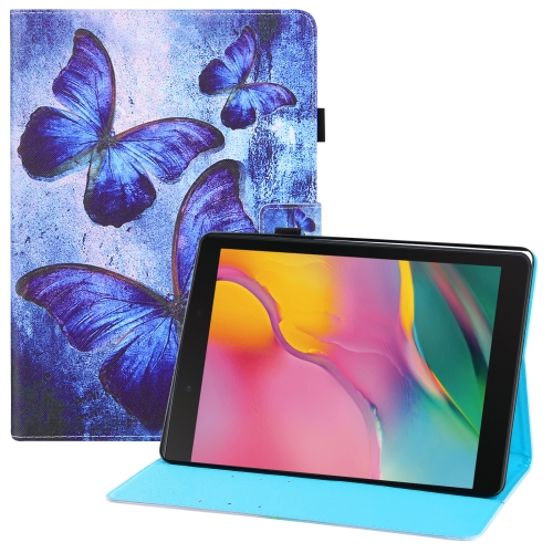 

For Samsung Galaxy Tab A 8.0 (2019) T290 / T295 Colored Drawing Horizontal Flip PU Leather Case with Holder & Card Slots & Wallet(Blue Butterflies)