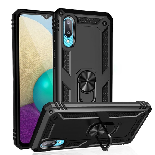 

For Samsung Galaxy A02 / M02 Shockproof TPU + PC Protective Case with 360 Degree Rotating Holder(Black)