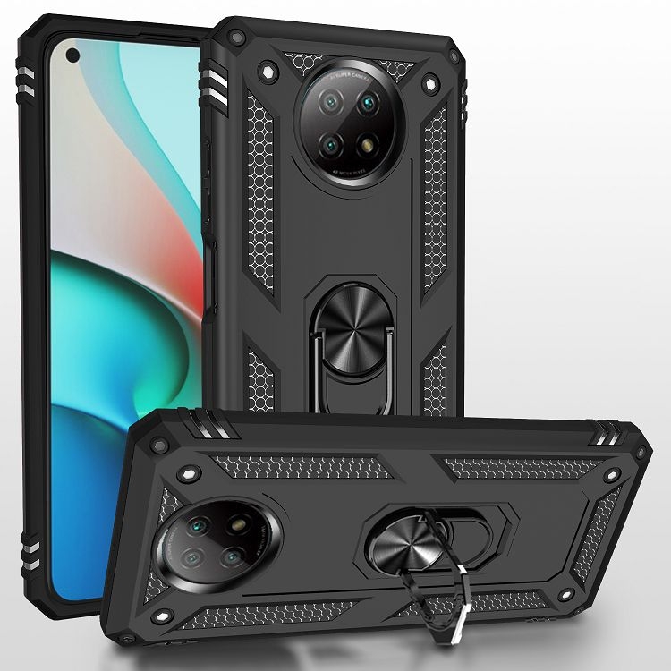 

For Xiaomi Redmi Note 9 Shockproof TPU + PC Protective Case with 360 Degree Rotating Holder(Black)