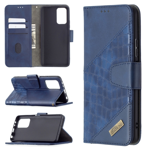 

For Xiaomi Redmi Note 10 Pro Matching Color Crocodile Texture Horizontal Flip PU Leather Case with Wallet & Holder & Card Slots(Blue)