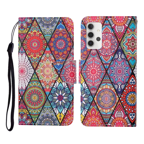 

For Samsung Galaxy A32 5G Colored Drawing Pattern Horizontal Flip Leather Case with Holder & Card Slots & Wallet & Lanyard(Rhombus Totem)