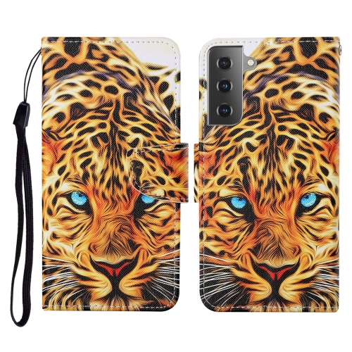 

For Samsung Galaxy S21+ 5G Colored Drawing Pattern Horizontal Flip Leather Case with Holder & Card Slots & Wallet & Lanyard(Yellow Leopard)