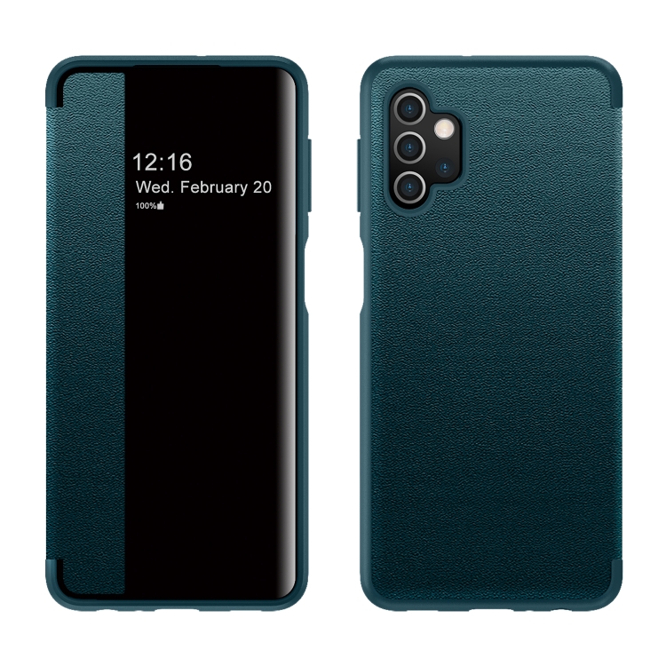 

For Samsung Galaxy A32 5G Magnetic Side Window View Shockproof Horizontal Flip Leather Case(Green)