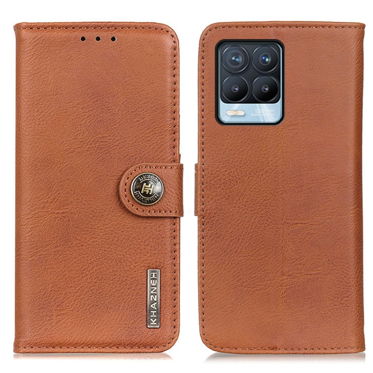 

For OPPO Realme 8 / 8 Pro KHAZNEH Cowhide Texture Horizontal Flip Leather Case with Holder & Card Slots & Wallet(Brown)