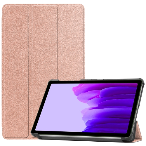 

For Samsung Galaxy Tab A7 Lite T225 Custer Pattern Pure Color Horizontal Flip Leather Case with Three-folding Holder(Rose Gold)