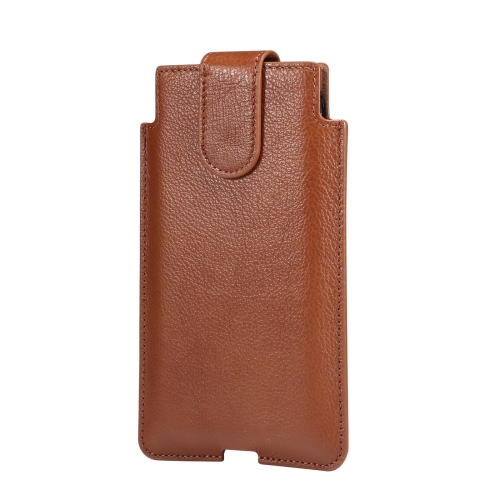 

Universal Cow Leather Vertical Mobile Phone Leather Case Waist Bag For 5.5-6.5 inch and Below Phones(Brown)