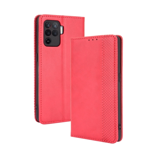 

For OPPO A94 4G / F19 Pro 4G / Reno5 F Magnetic Buckle Retro Crazy Horse Texture Horizontal Flip Leather Case with Holder & Card Slots & Photo Frame(Red)