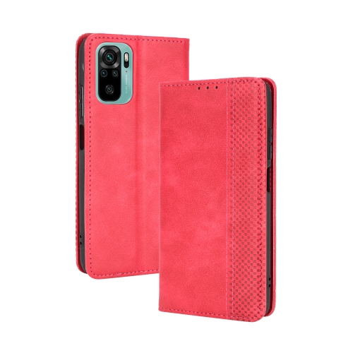 

For Xiaomi Redmi Note 10 4G / Note 10S Magnetic Buckle Retro Crazy Horse Texture Horizontal Flip Leather Case with Holder & Card Slots & Photo Frame(Red)