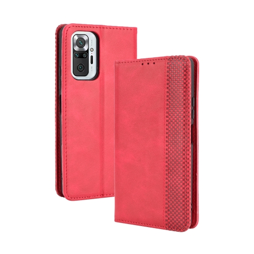 

For Xiaomi Redmi Note 10 Pro/Note 10 Pro Max 4G Magnetic Buckle Retro Crazy Horse Texture Horizontal Flip Leather Case with Holder & Card Slots & Photo Frame(Red)