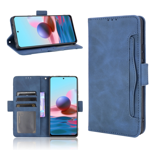 

For Xiaomi Redmi Note 10 Pro / Note 10 Pro Max Skin Feel Calf Pattern Horizontal Flip Leather Case with Holder & Card Slots & Photo Frame(Blue)