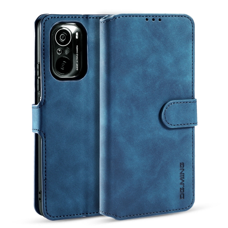 

For Xiaomi Redmi K40 DG.MING Retro Oil Side Horizontal Flip Leather Case with Holder & Card Slots & Wallet(Blue)