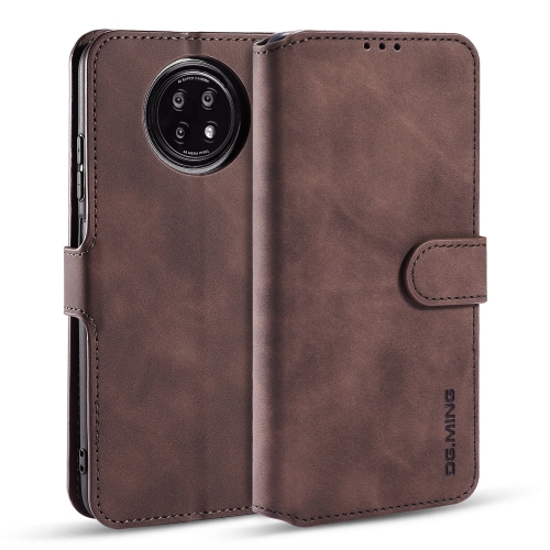 

For Xiaomi Redmi Note 9T 5G DG.MING Retro Oil Side Horizontal Flip Leather Case with Holder & Card Slots & Wallet(Coffee)