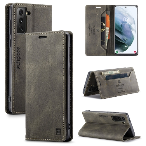 

For Samsung Galaxy S21 5G AutSpace A01 Retro Skin-feel Crazy Horse Texture Horizontal Flip Leather Case with Holder & Card Slots & Wallet & RFID(Coffee)