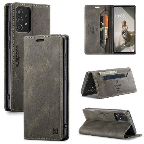 

For Samsung Galaxy A52 5G / 4G AutSpace A01 Retro Skin-feel Crazy Horse Texture Horizontal Flip Leather Case with Holder & Card Slots & Wallet & RFID(Coffee)