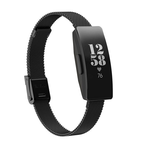 

For Fitbit Inspire / Inspire HR / Ace 2 Double Insurance Buckle Milanese Replacement Strap Watchband(Black)
