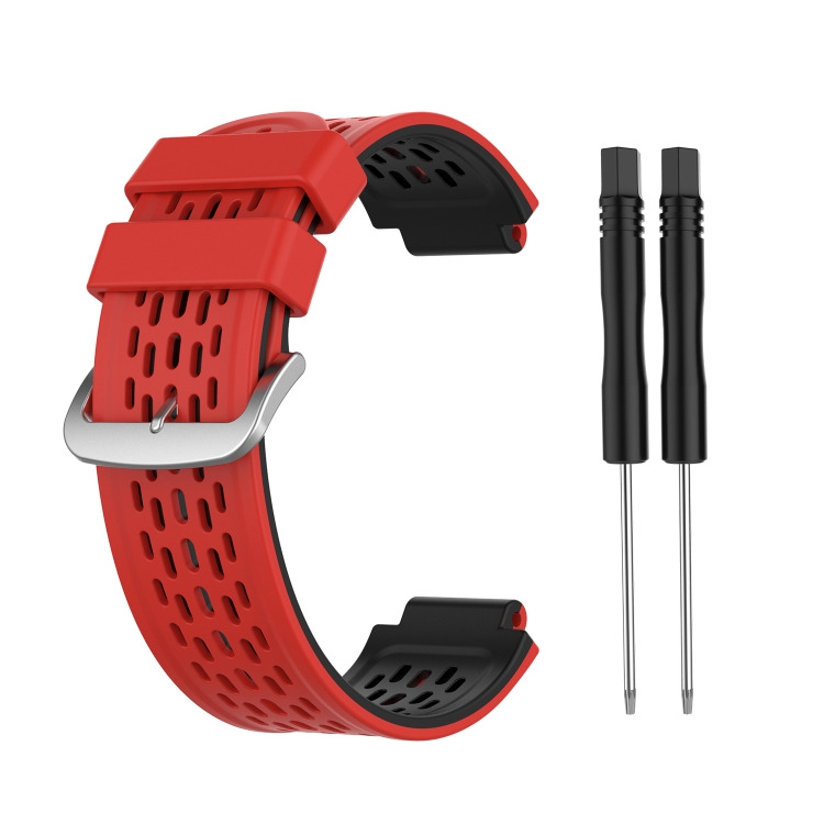 For Garmin Approach S2 S4 Two-color Silicone Watch Band(Red Black)