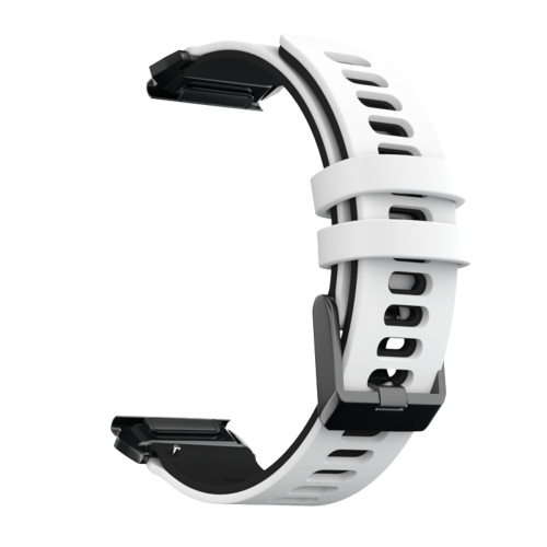 

For Garmin Fenix 6X Two-color Silicone Quick Release Replacement Strap Watchband(White Black)