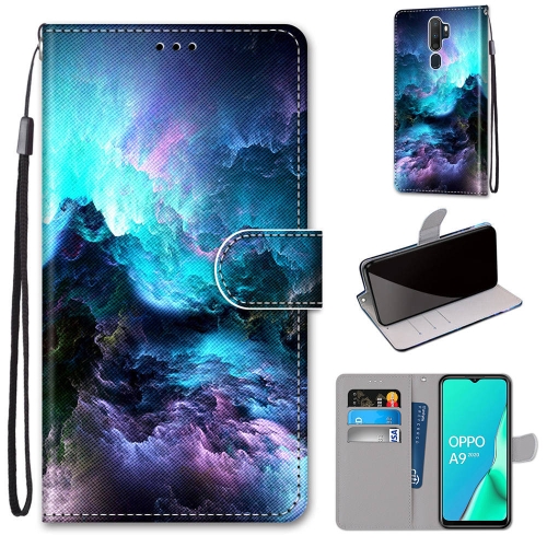 

For OPPO A9 (2020) / A5 (2020) / A11X / A11 Coloured Drawing Cross Texture Horizontal Flip PU Leather Case with Holder & Card Slots & Wallet & Lanyard(Colorful Clouds)