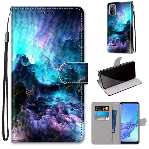 

For OPPO A53 4G(2020) / A53s / A32 / A33 (2020) Coloured Drawing Cross Texture Horizontal Flip PU Leather Case with Holder & Card Slots & Wallet & Lanyard(Colorful Clouds)