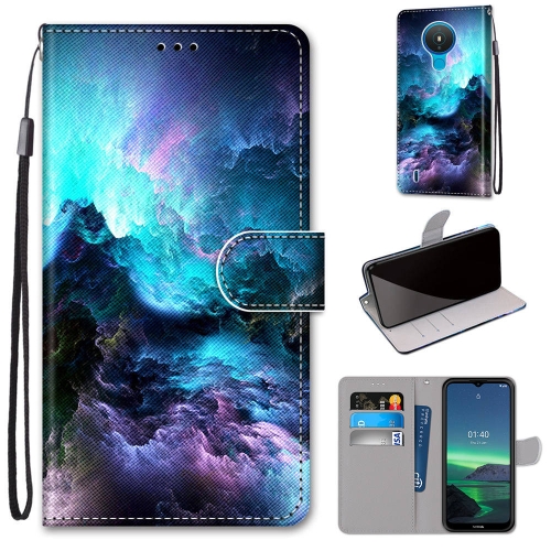 

For Nokia 1.4 Coloured Drawing Cross Texture Horizontal Flip PU Leather Case with Holder & Card Slots & Wallet & Lanyard(Colorful Clouds)