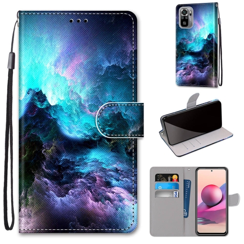 

For Xiaomi Redmi Note 10 4G / Note 10s Coloured Drawing Cross Texture Horizontal Flip PU Leather Case with Holder & Card Slots & Wallet & Lanyard(Colorful Clouds)