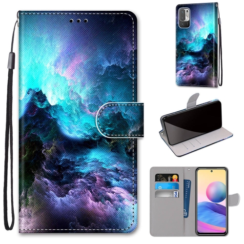 

For Xiaomi Redmi Note 10 5G Coloured Drawing Cross Texture Horizontal Flip PU Leather Case with Holder & Card Slots & Wallet & Lanyard(Colorful Clouds)