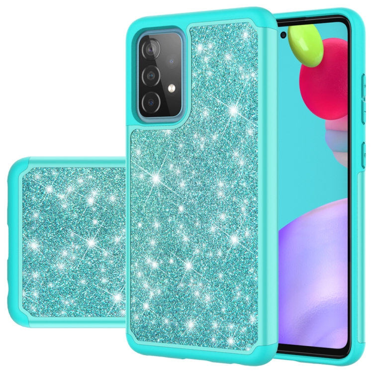 

For Samsung Galaxy A52 5G / 4G Glitter Powder Contrast Skin Shockproof Silicone + PC Protective Case(Green)