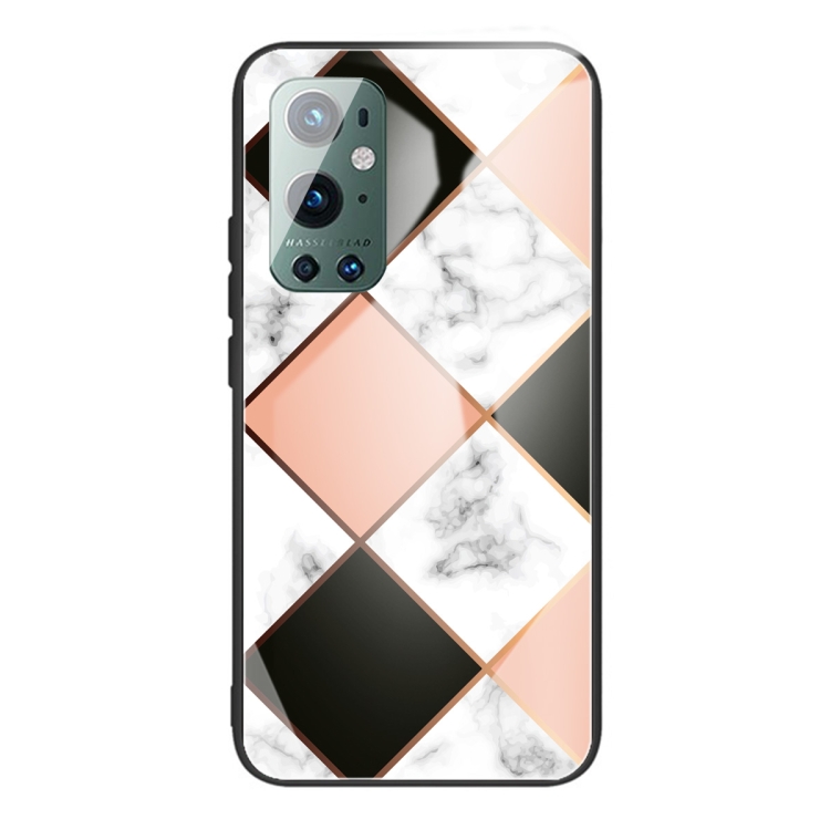 

For Samsung Galaxy A72 5G / 4G Marble Tempered Glass Back Cover TPU Border Case(HCBL-10)